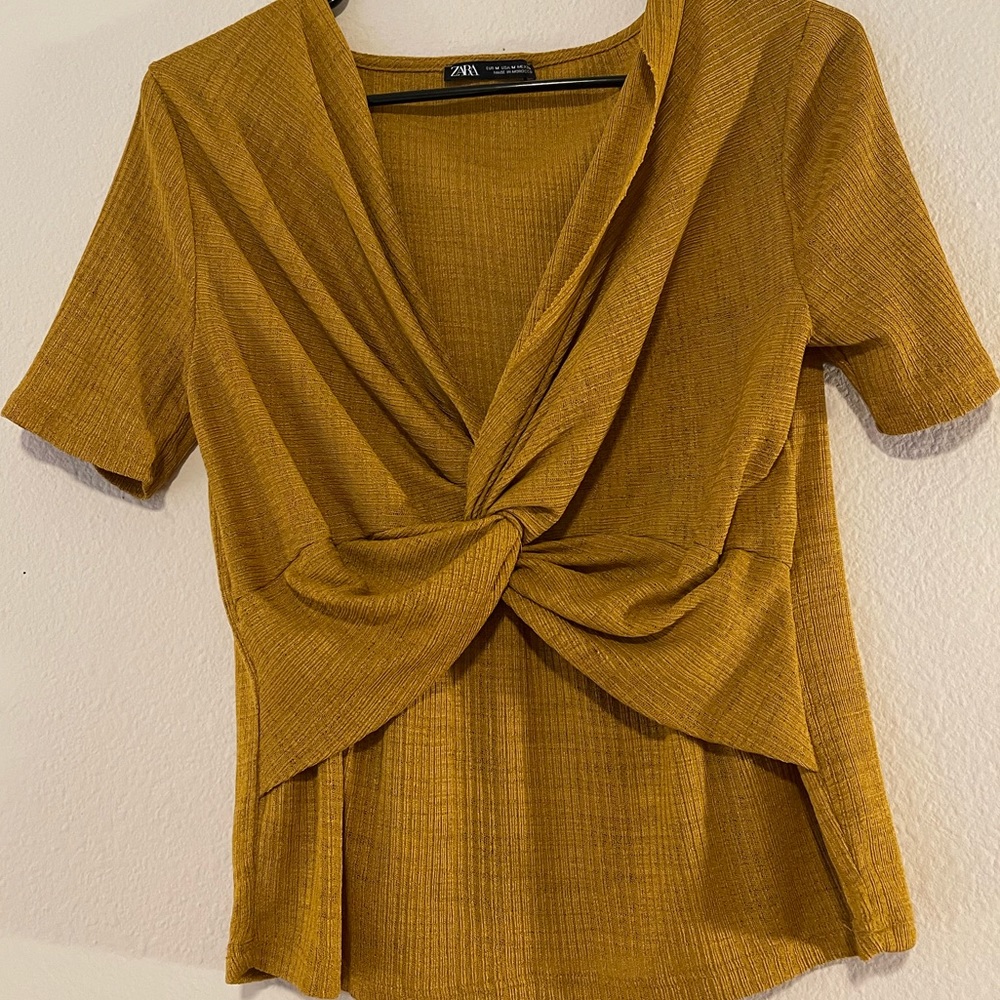 Zara Golden Wrap Front Blouse